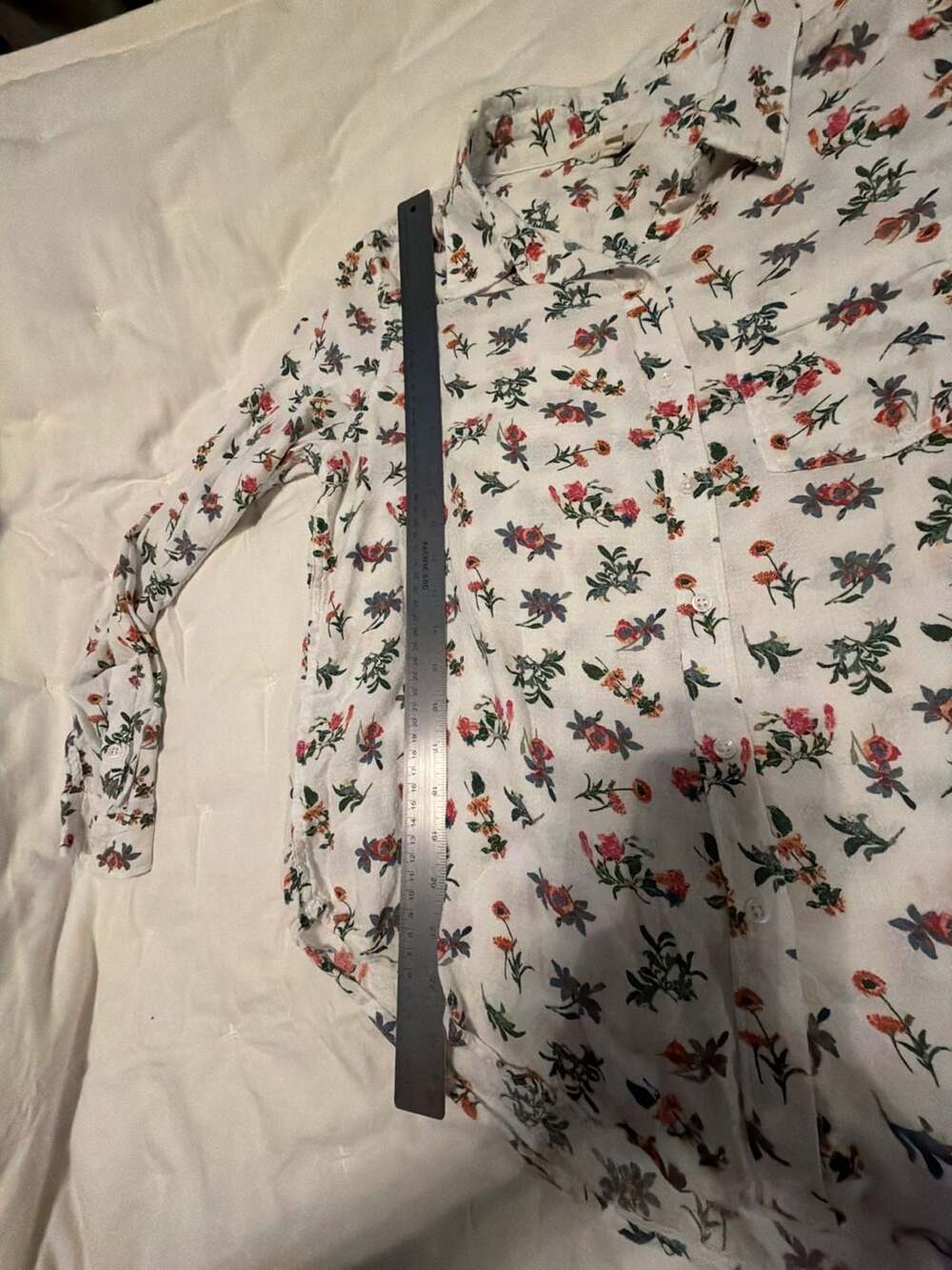 Lucky Brand Women's White Floral Print Long Sleeve Button-Down Shirt - Picture 12 of 14